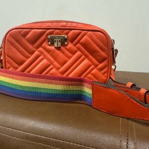 Michael Kors Quilted Crossbody Bag with Rainbow Strap
